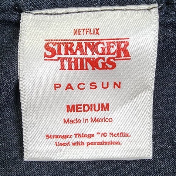 PacSun Stranger Things Hellfire Club Black Graphic Tee Medium - Picture 3 of 8